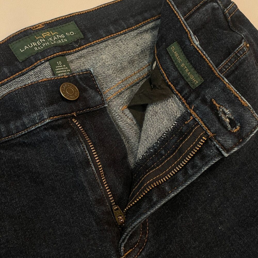 ~ Lauren Ralph Lauren 10 Jeans LRL Classic Straight Mid Rise Women's Dark Blue - Picture 16 of 16